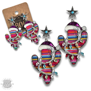 Serape Christmas cactus earring