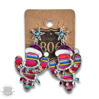 Serape Christmas cactus earring