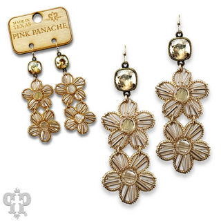 Double flower earring with Austrian crystal