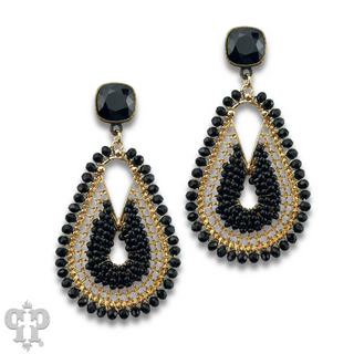 Seed bead rounded teardrop earring with Austrian crystal