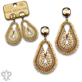 Seed bead rounded teardrop earring with Austrian crystal