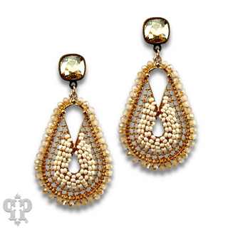Seed bead rounded teardrop earring with Austrian crystal