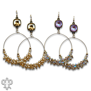 Faceted bead circle earring with Austrian crystal