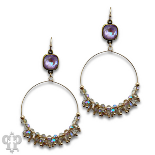Faceted bead circle earring with Austrian crystal