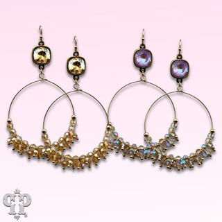 Faceted bead circle earring with Austrian crystal