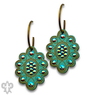 Scalloped wood earring with crystals from Swarovski®
