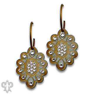 Scalloped wood earring with crystals from Swarovski®
