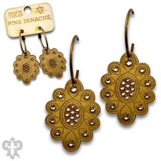 Scalloped wood earring with crystals from Swarovski®