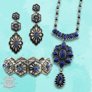 Western stamped denim stone concho bracelet