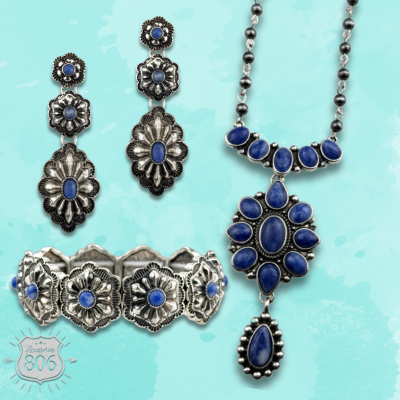 Western stamped denim stone concho bracelet