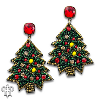 Beaded Christmas tree earring