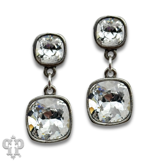 Square Austrian crystal double drop earring