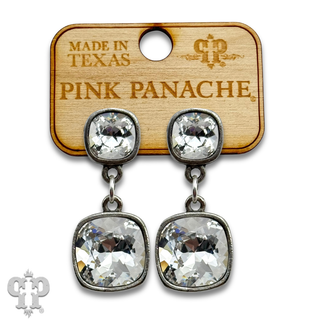 Square Austrian crystal double drop earring