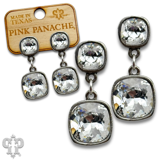 Square Austrian crystal double drop earring