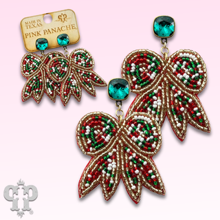 Beaded bow beaded earring