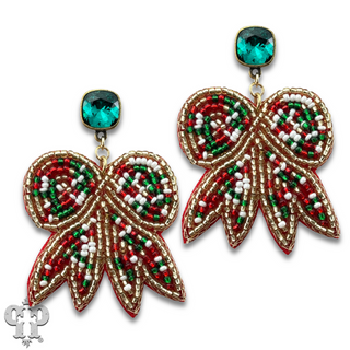 Beaded bow beaded earring