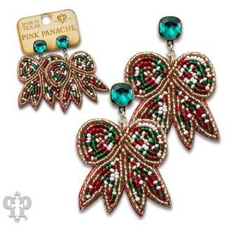Beaded bow beaded earring