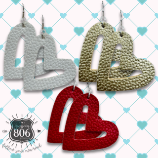 Pebbled leather heart earring
