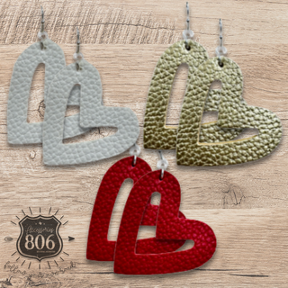 Pebbled leather heart earring