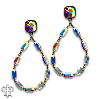 Rectangle bead teardrop earring with Austrian crystal