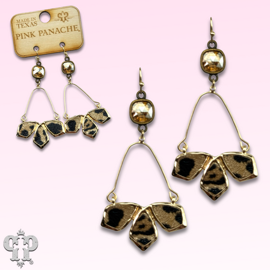 Leopard print swing earring with Austrian crystal