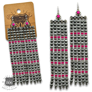 Western burnished pearl bead chandelier earring