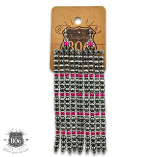 Western burnished pearl bead chandelier earring