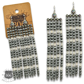 Western burnished pearl bead chandelier earring