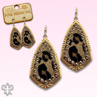 Leopard print teardrop earring with Austrian crystal