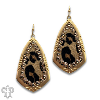 Leopard print teardrop earring with Austrian crystal