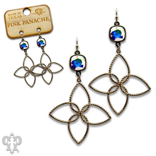 Four petal flower earring with Austrian crystal