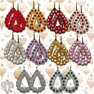 Christmas tree cutout earring with Austrian crystals