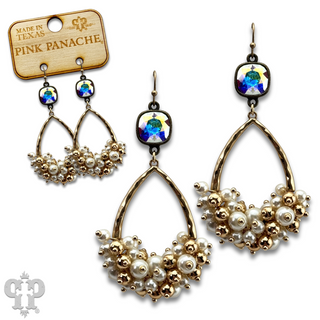 Pearl cluster earring with Austrian crystal