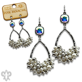 Pearl cluster earring with Austrian crystal