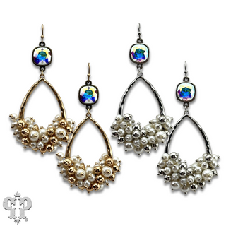 Pearl cluster earring with Austrian crystal