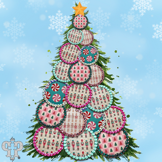 Christmas print ornament earring with Austrian crystals