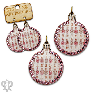 Christmas print ornament earring with Austrian crystals