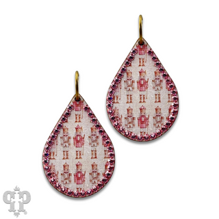 Christmas print teardrop earring with Austrian crystals