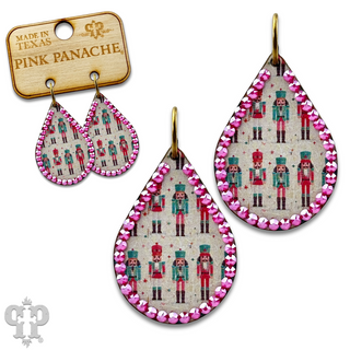 Christmas print teardrop earring with Austrian crystals