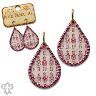 Christmas print teardrop earring with Austrian crystals