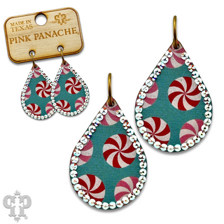 Christmas print teardrop earring with Austrian crystals