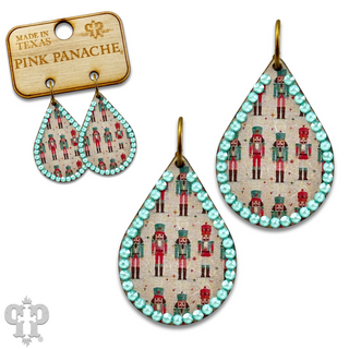 Christmas print teardrop earring with Austrian crystals