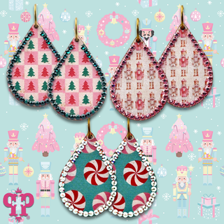Christmas print teardrop earring with crystals from Swarovski®