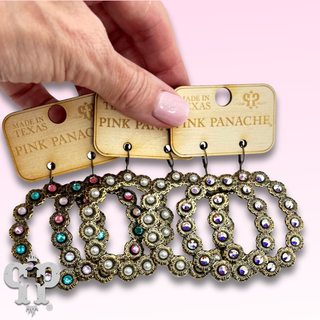 Open oval earring with rhinestone or pearl accents