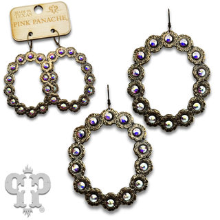 Open oval earring with rhinestone or pearl accents