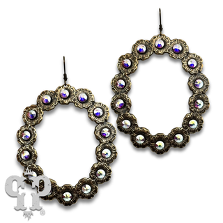 Open oval earring with rhinestone or pearl accents