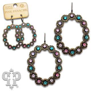 Open oval earring with rhinestone or pearl accents
