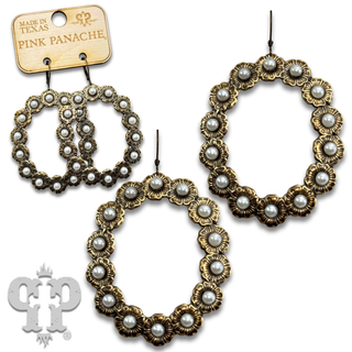 Open oval earring with rhinestone or pearl accents