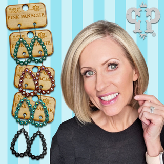 Mini open teardrop earring with rhinestone or pearl accents