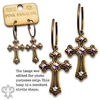 Cross earring with rhinestone or pearl accents